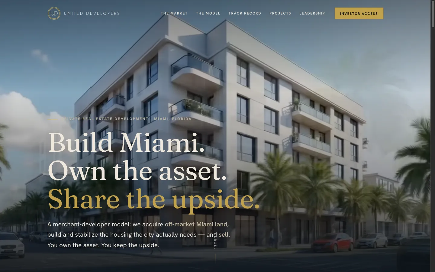 Website United Developers — ein Miami-Projektentwickler, der bezahlbaren Wohnraum für institutionelle Investoren baut